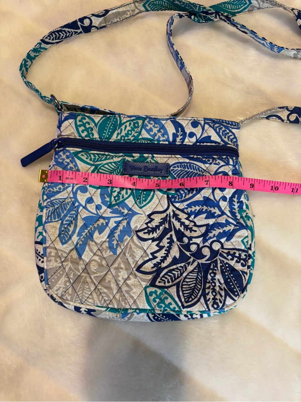 Vera Bradley Blue Teal Floral Quilted Crossbody Bag